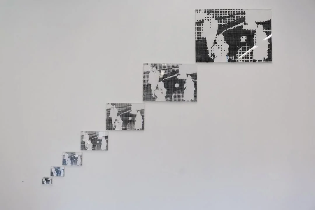 exhibition wall — staircase prints